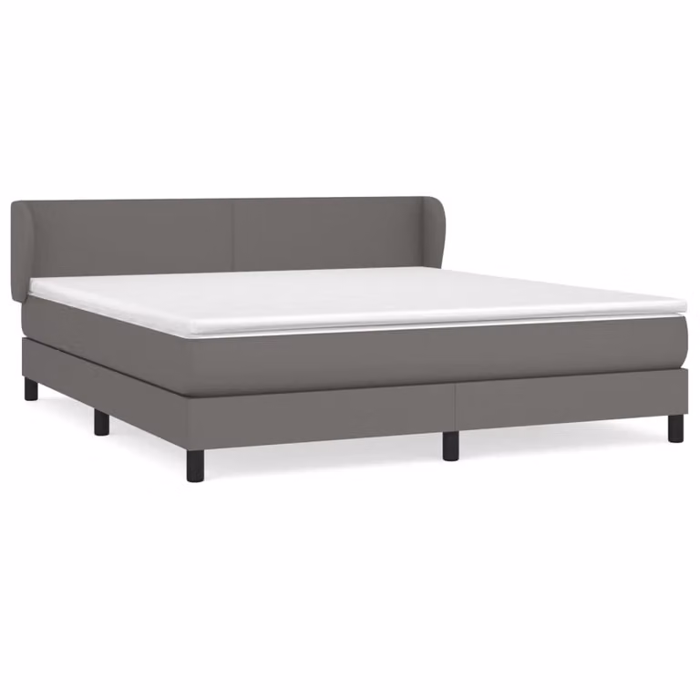 Giroletto a Molle con Materasso Grigio 160x200 cm in Pelle finta