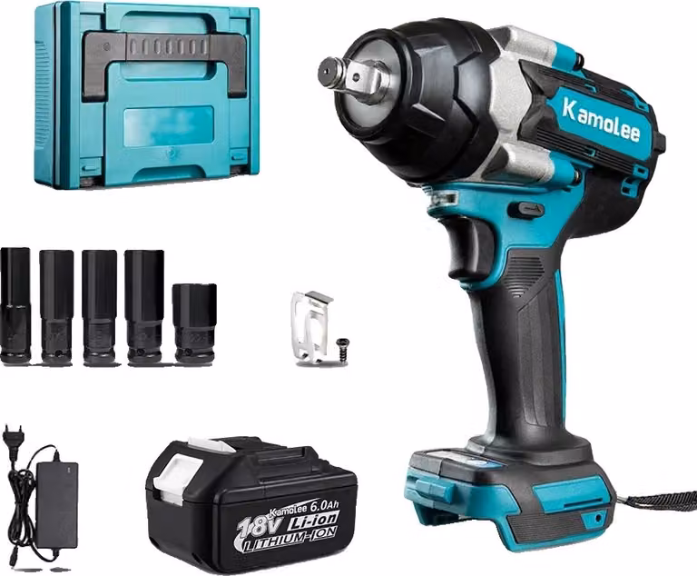 Chiave elettrica ricaricabile, coppia 1800 N·m, motore brushless, 1 batteria da 6,0 Ah, custodia in plastica, UE