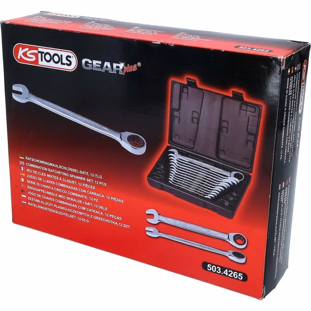 Set di 12 chiavi a cricchetto combinate KS Tools GEAR 8-19 mm in acciaio al cromo vanadio colore nero – 2