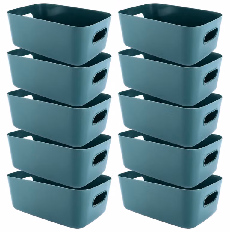 Contenitore portaoggetti - 10 pezzi - 30 x 20 x 12 cm - Plastica - Maniglie portatili - Impilabile - Materiale PP di alta qualità - Cesto portaoggetti