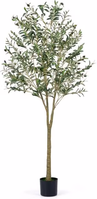 Albero di ulivo artificiale verde DESIGN IN con vaso in cemento e plastica, Altezza: 180 cm