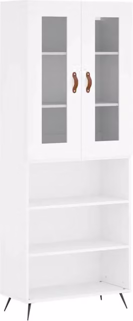 Credenza moderna bianca in legno multistrato per sala da pranzo L: 69,5 cm, P: 34 cm, H: 180 cm – 1