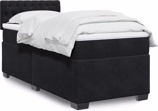 Letto Singolo Ibrido con Materasso e Struttura Imbottita in Velluto Nero vidaXL L/P/H: 190 x 90 x 100,5 cm – 1