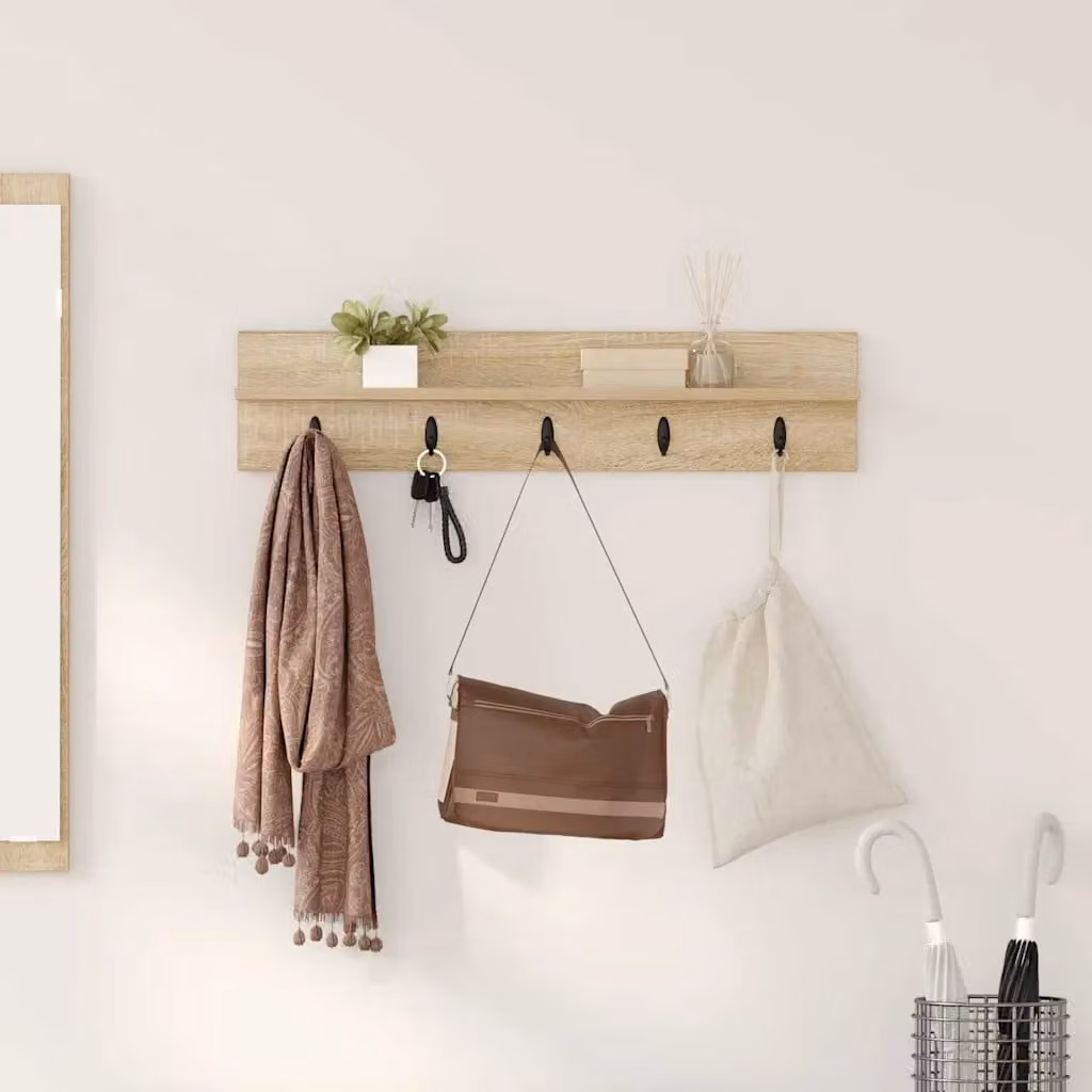 vidaXL Appendiabiti a muro moderno in Rovere Sonoma, L 80 x P 10,5 x H 18 cm