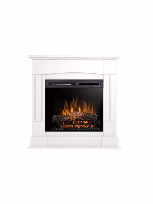 Caminetto elettrico da pavimento a libera installazione con LED OUTINFIRE, Bianco, L 93 cm x P 30 cm x H 93 cm – 2