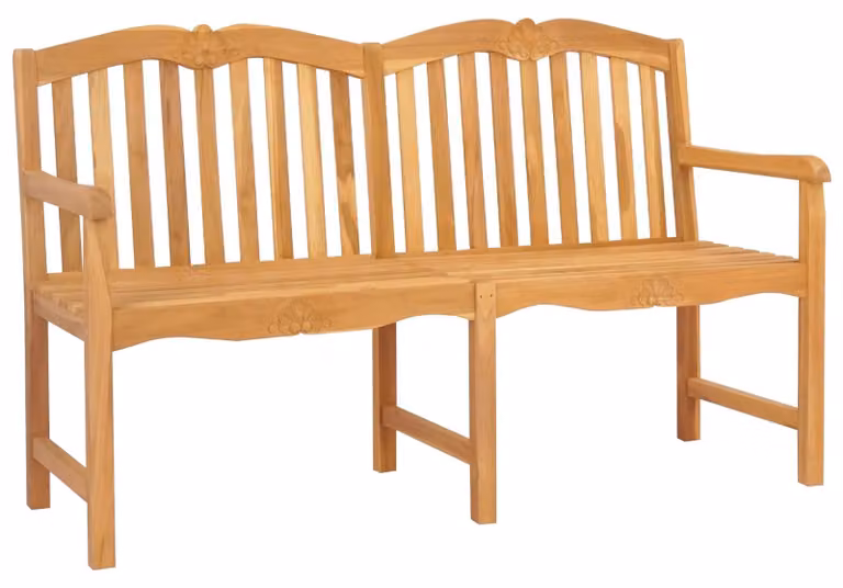 Panchina in legno intagliata a mano Naturale 150 x 60,5 x 95 cm
