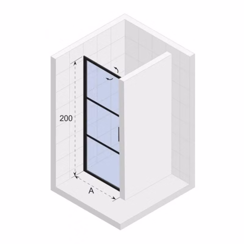 Porta doccia a battente in nicchia GRID 101 RIHO colore nero con rivestimento easy clean L: 100 cm, H: 200 cm – 2