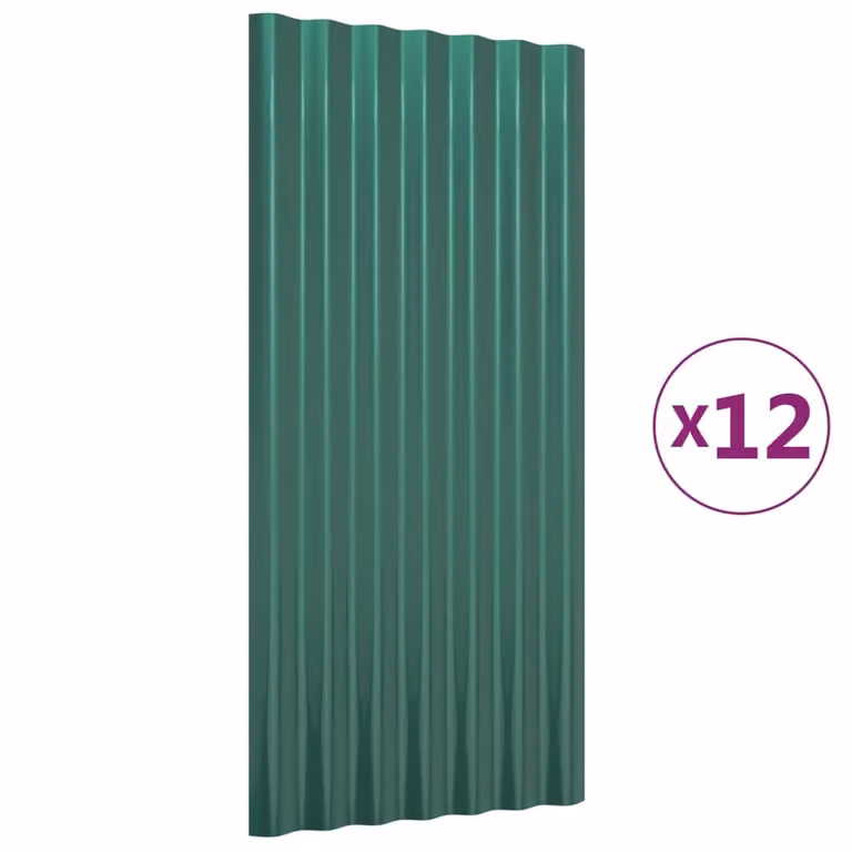 Pannelli Tetto 12pz Acciaio Zincato Verde 80x36 cm