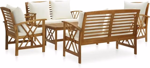 Set Divani da Giardino 5 pz con Cuscini in Massello di Acacia 3057989
