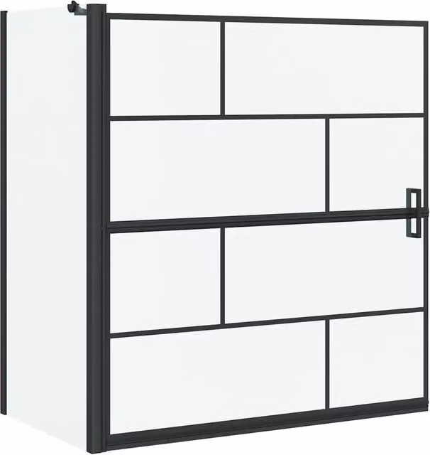Schermo per Bagno e Doccia Nero e trasparente 116 x 68 x 128 cm CFW7734739