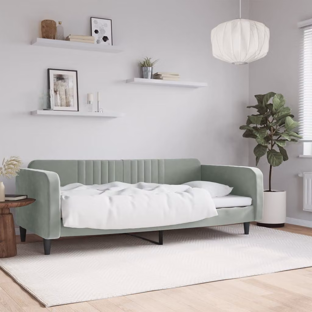 Letto da giorno moderno vidaXL in velluto grigio, L/P/H: 100 x 200 cm