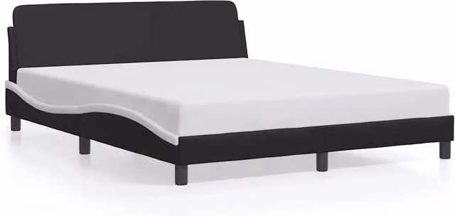 Letto matrimoniale Dover in similpelle nero e bianco L/P/H: 218 x 160 x 74,5 cm