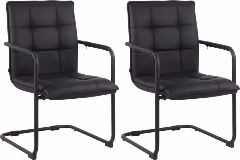 set di 2 sedie da pranzo - Sedie da pranzo - Elevato comfort di seduta - Pelle finta e metallo