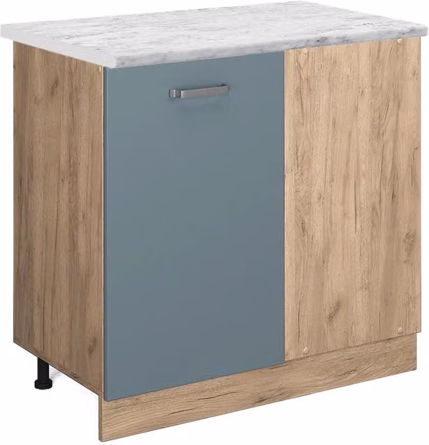 Mobile ad angolo cucina R-Line Grigio-blu/Rovere dorato 86 cm PL Marmo Vicco