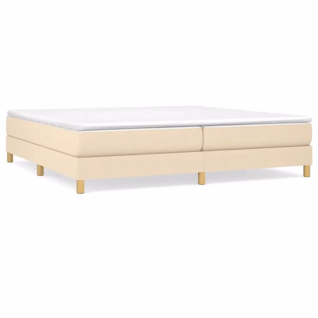 Letto Ibrido vidaXL con Materasso a Molle e Struttura Imbottita in Tessuto Beige e Bianco L/P: 200 x 200 cm, H: 25 cm – 2