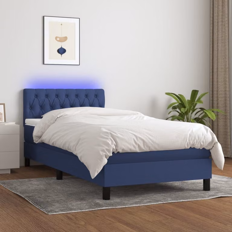 Maison Exclusive - Letto a Molle con Materasso e LED Blu 90x200 cm in Tessuto