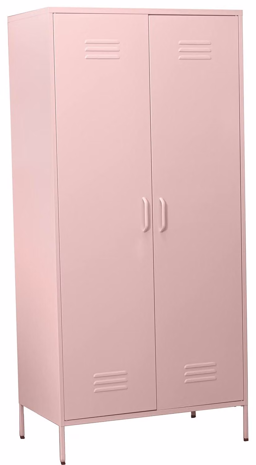 Armadio in metallo, 2 ante, rosa, 85x50x180 cm
