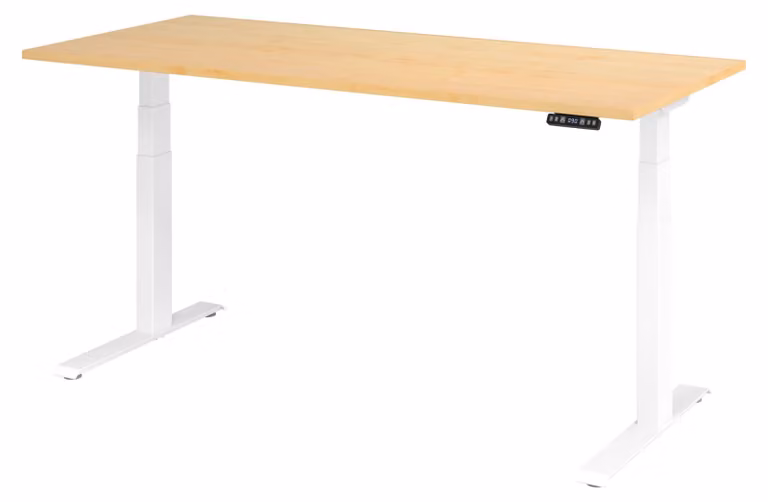 Scrivania regolabile in altezza XDKB | 2 motori | 120 - 180 cm | elettrica, dimensioni piano:180 x 80 cm, colore piano:acero, colore struttura:bianco