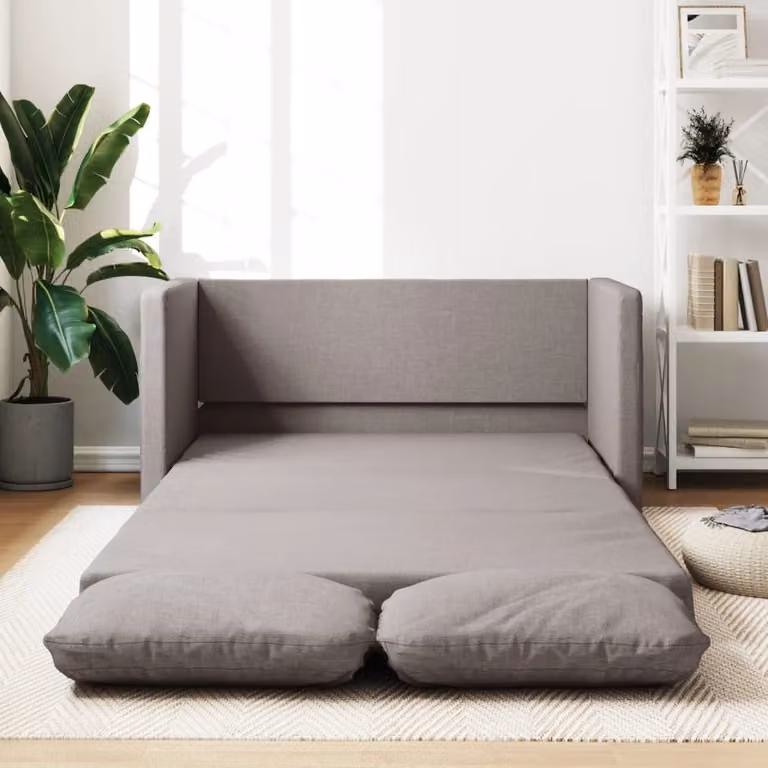 Divano letto esclusivo, color taupe, dimensioni 112x174x55 cm, rivestito in tessuto