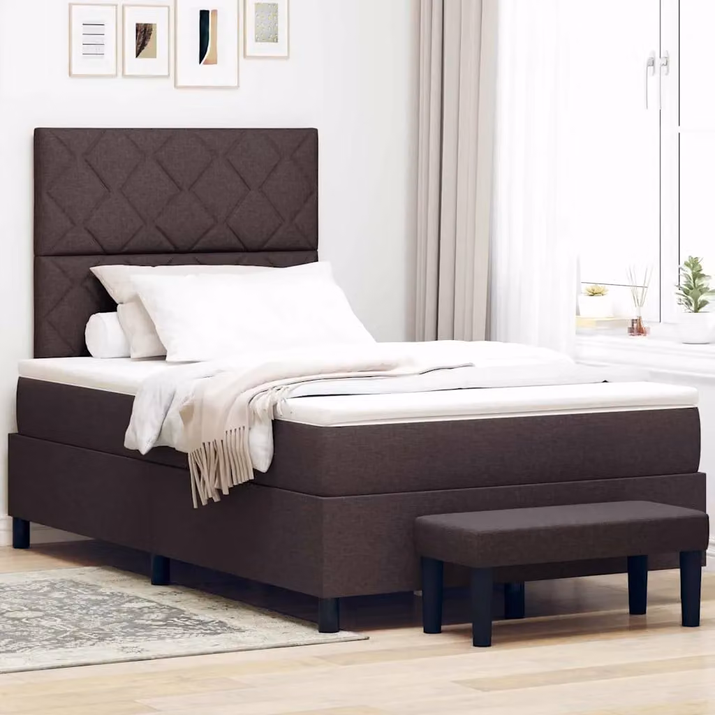 Letto ibrido con molle a sacchetto e testiera vidaXL, Marrone, L/P/H: 120 x 200 x 28 cm
