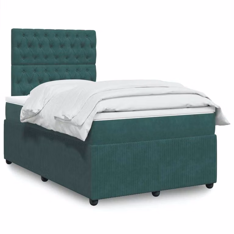 Maison Exclusive - Letto boxspring con materasso verde scuro 120x190 cm velluto