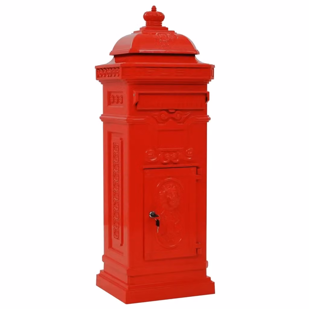 Cassetta della Posta in Alluminio vidaXL Rossa L/P/H: 32,0 x 35,5 x 102,5 cm – 2