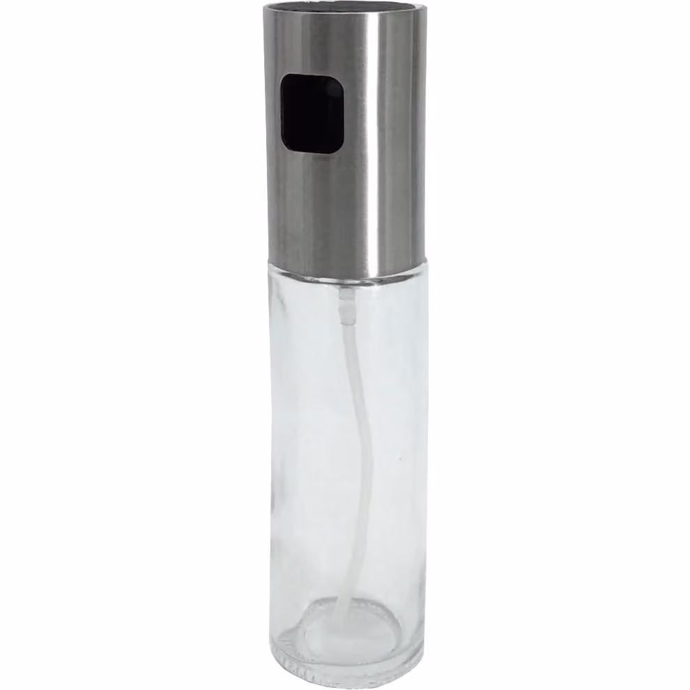 Gusto Casa Dosatore spray per olio e aceto in vetro trasparente con dettagli in acciaio inossidabile, 100 ml