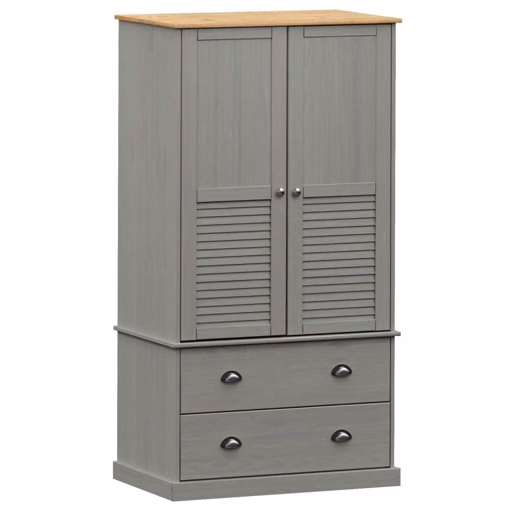 Armadio VIGO 90x55x170 cm in Legno Massello di Pino Grigio