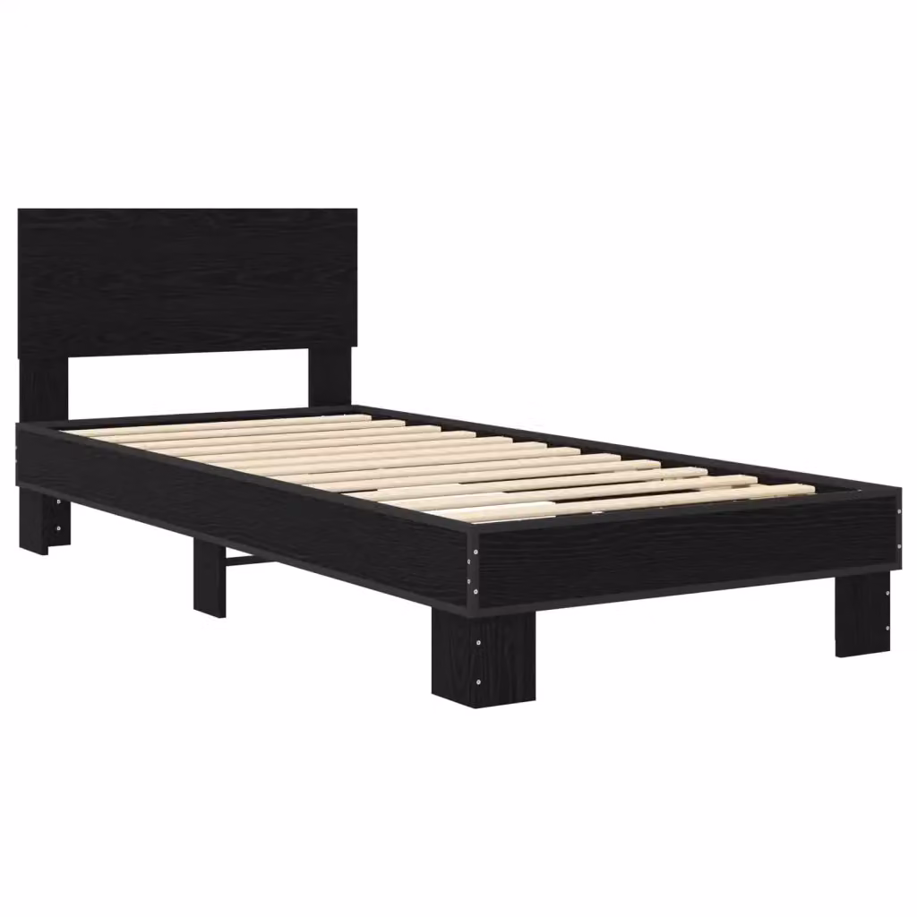 Struttura letto con testata e giroletto Design In in rovere nero L: 80 cm, P: 200 cm – 2