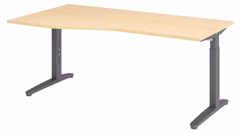 Scrivania bümö serie XB - Decorazione: acero, struttura: grafite, dimensioni: 180 x 100 cm