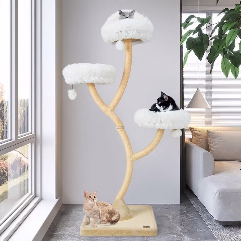 Albero per gatti Costway beige con torre tiragraffi e accessori integrati per interni