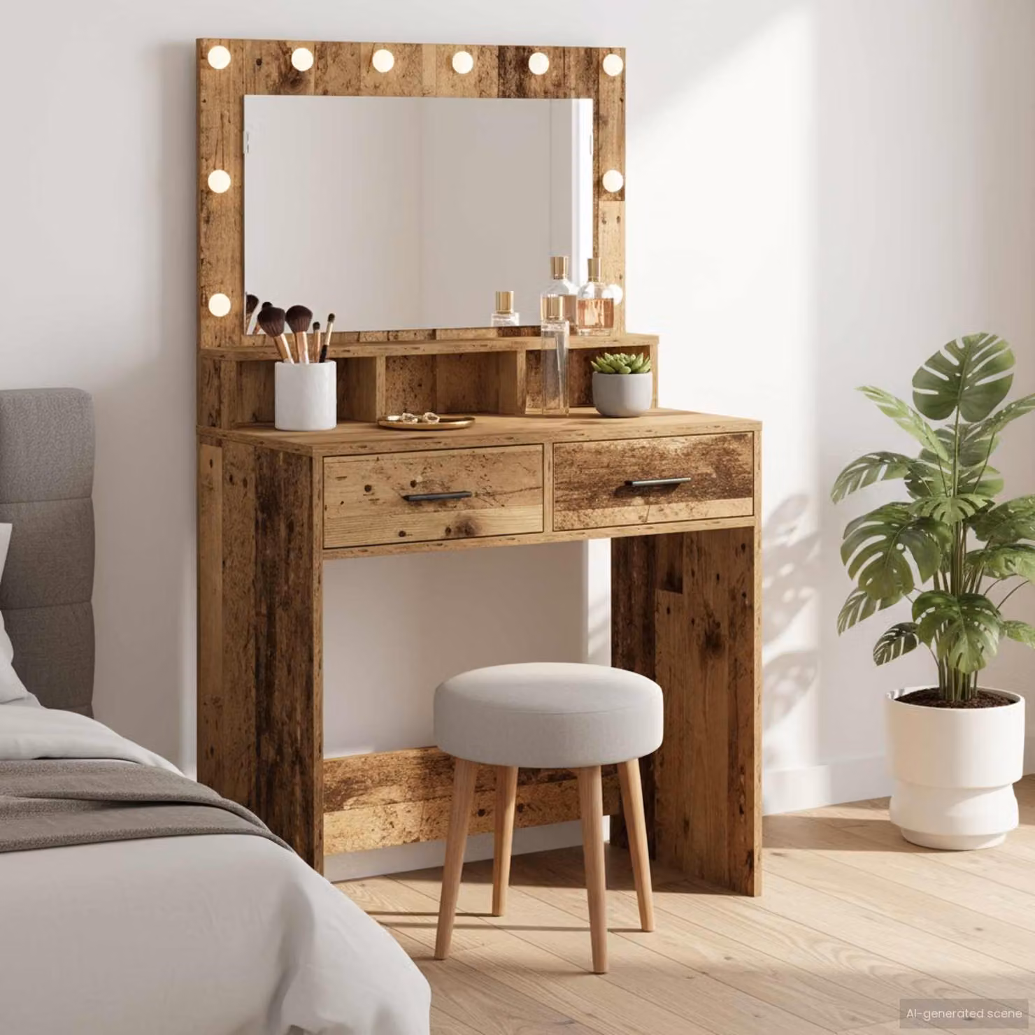 vidaXL Tavolo da Trucco Moderno in Legno Marrone L: 79 cm, P: 41 cm, H: 135 cm