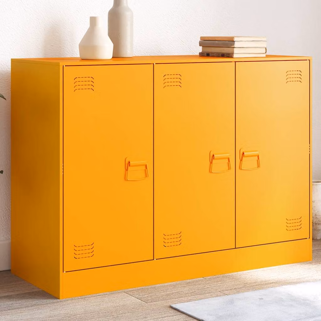 Credenza in metallo vidaXL Giallo Senape L: 99 cm, P: 39 cm, H: 73 cm