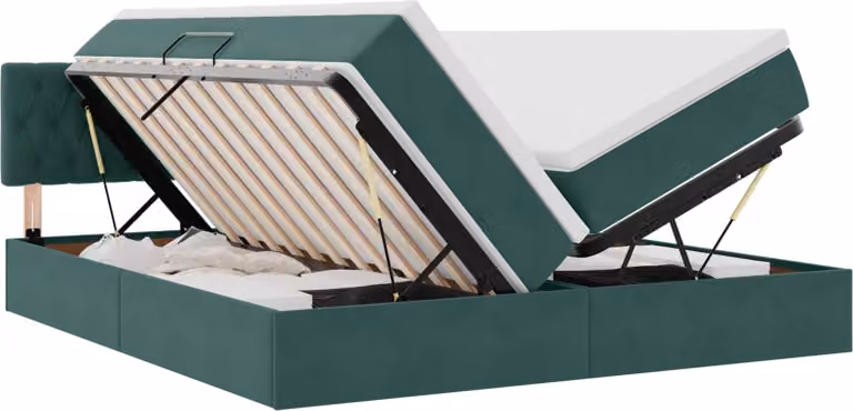 Letto con contenitore LED e materasso Verde Scuro 180 x 200 cm