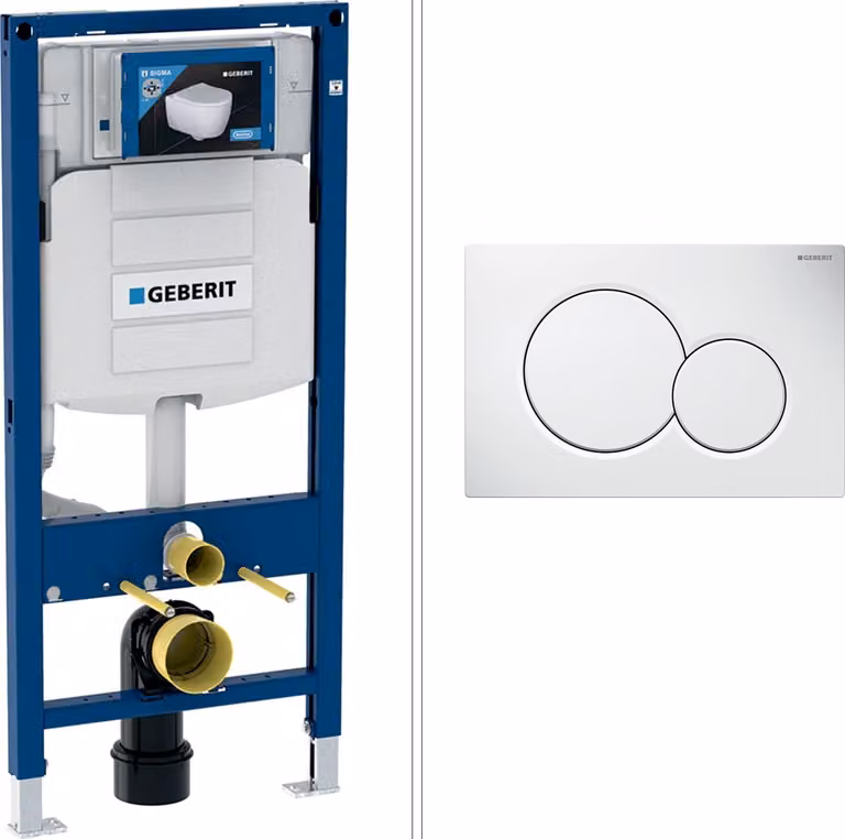 GEBERIT DUOFIX SIGMA Elemento per WC a parete con placca di azionamento GEBERIT SIGMA01, bianco