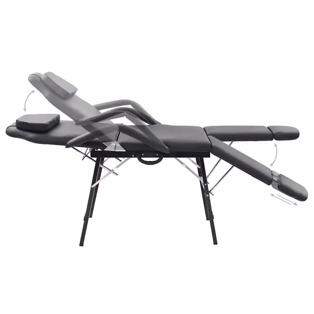 Lettino da Massaggio Portatile Professionale vidaXL in Similpelle Nero L/P/H: 185 x 78 x 76 cm – 2