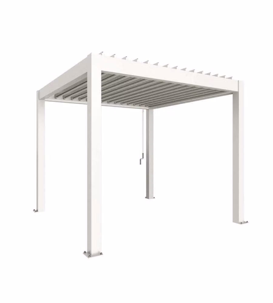 Biohort Pergola in Metallo Bianco 312x312 cm con Copertura a Lamelle