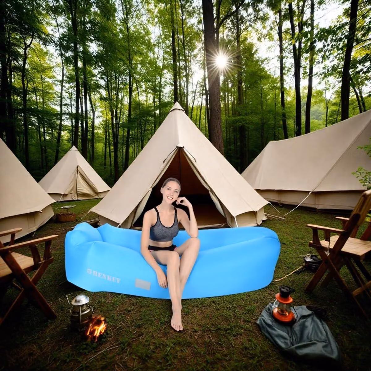 Sedia a sdraio gonfiabile con design impermeabile e anti-perdita - perfetta per il giardino, la spiaggia, i viaggi, il campeggio - Shenkey