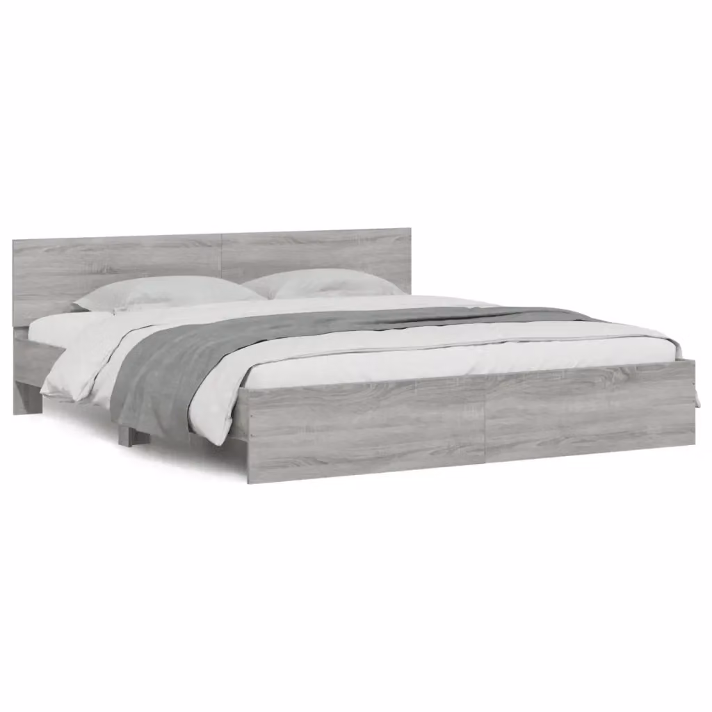 vidaXL Giroletto con Testiera Grigio Sonoma L: 160 cm, P: 200 cm, H: 103 cm – 2
