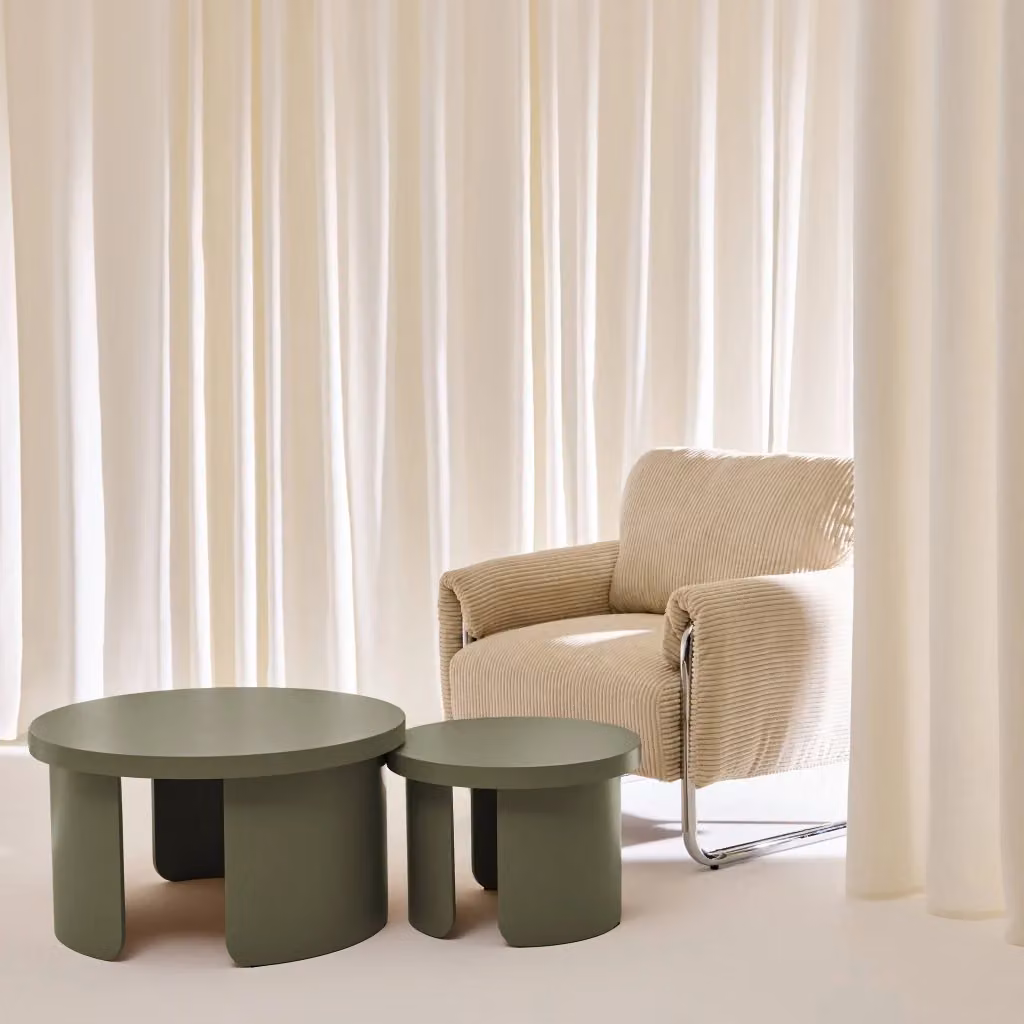 Set di 2 tavolini rotondi impilabili Sweeek modern, verde – 2