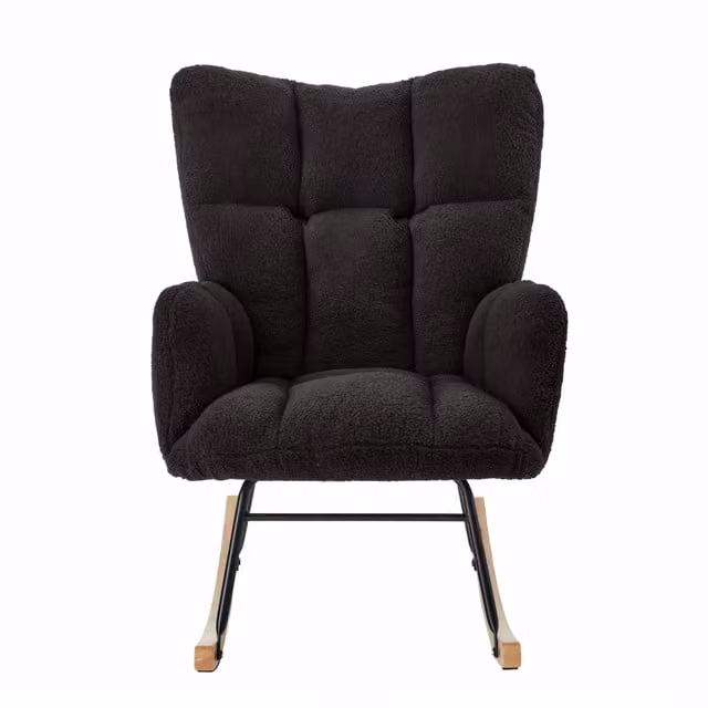 Sedia Chicfurn in tessuto bouclé grigio e nero per soggiorno e camera da letto