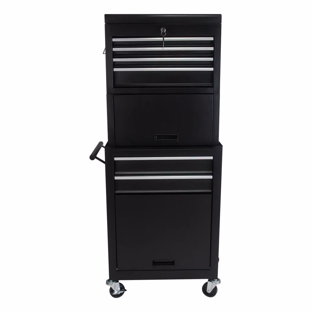 Carrello portautensili Chicfurn in acciaio nero con 6 cassetti, vano inferiore e ruote bloccabili per garage e officina – 2