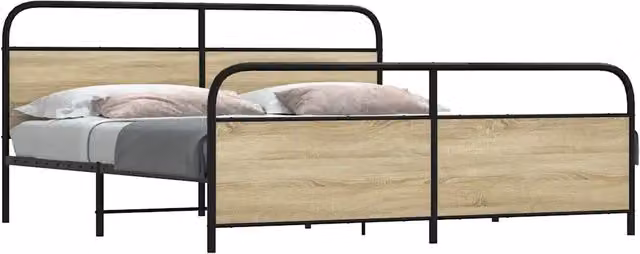 Struttura Letto Design Mania in Metallo e MDF Rovere Sonoma Marrone L 180 cm x P 200 cm
