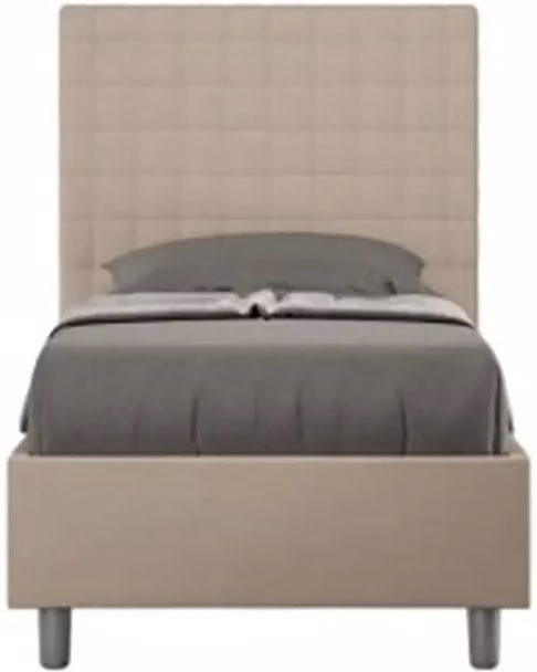Letto singolo contenitore imbottito 90x200 similpelle tortora Sunny