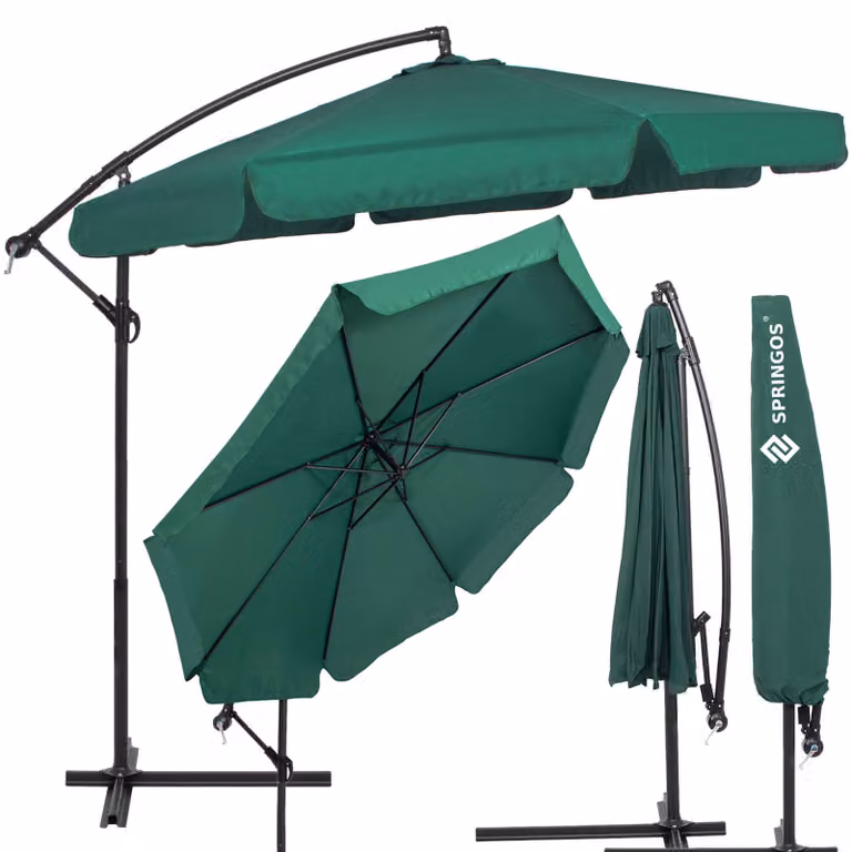 Springos® Premium ombrellone XXL Ø 350 cm a sbalzo con manovella incl. copertura | Ombrellone da giardino girevole impermeabile Protezione solare terrazza giardino