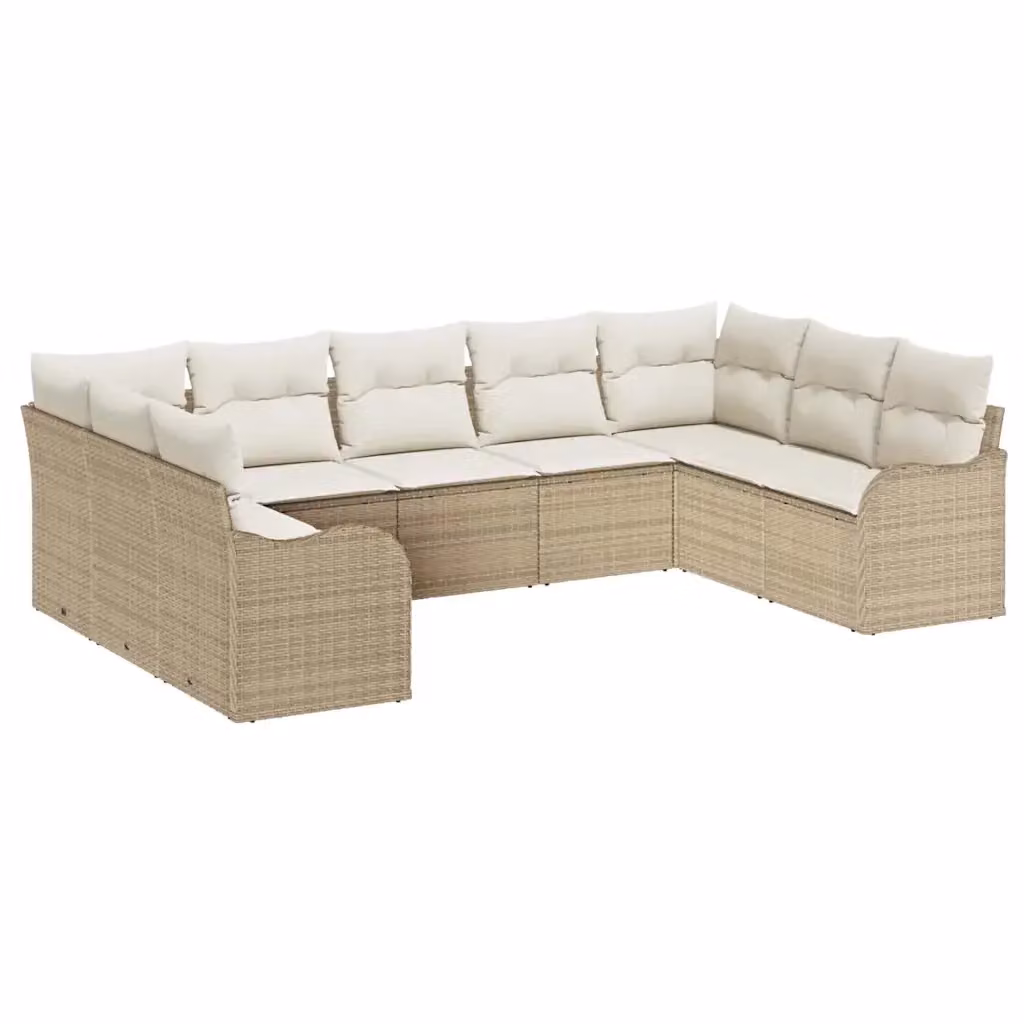 Set Divano da Giardino a L vidaXL 9 pz Beige con Cuscini e Struttura in Metallo e Polyrattan – 2