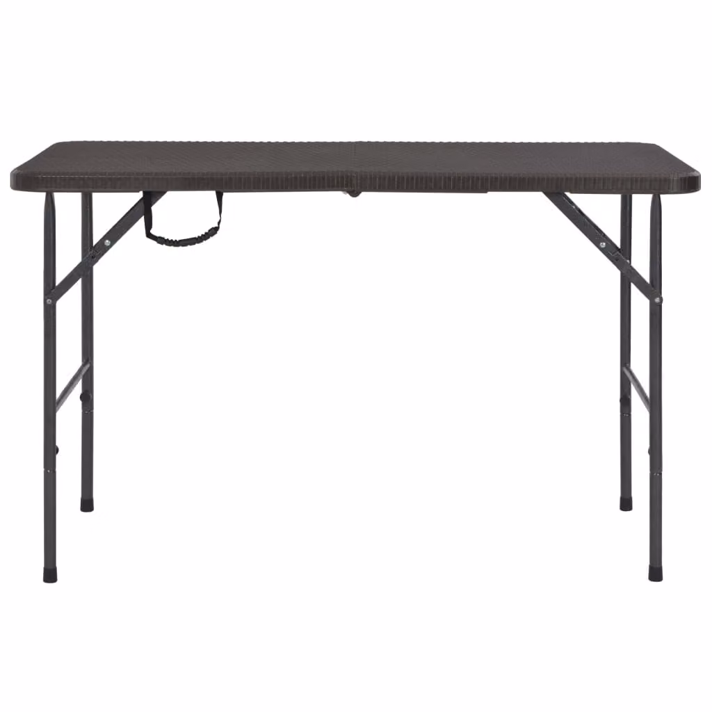 vidaXL Tavolo da giardino pieghevole marrone 120x60x74 cm HDPE look rattan