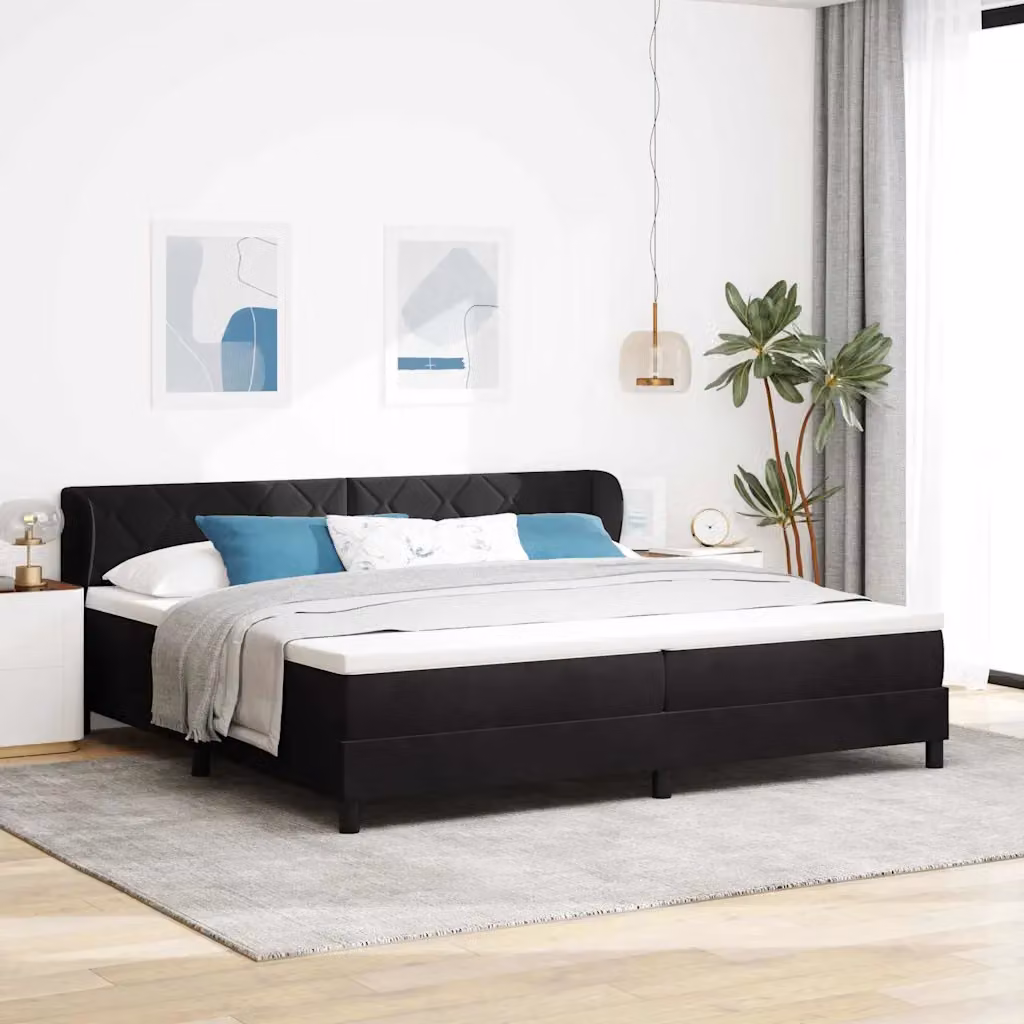 Letto a molle con testiera vidaXL in velluto nero L: 200 cm, P: 200 cm, H: 88 cm
