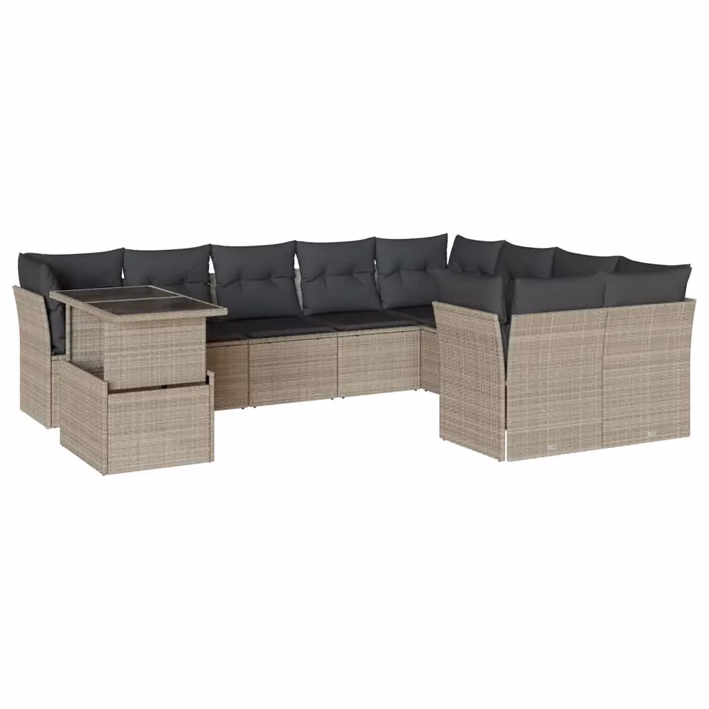 Set Divano da Giardino a L vidaXL 10 Pezzi con Cuscini Grigio Antracite e Tavolino in Polyrattan – 2