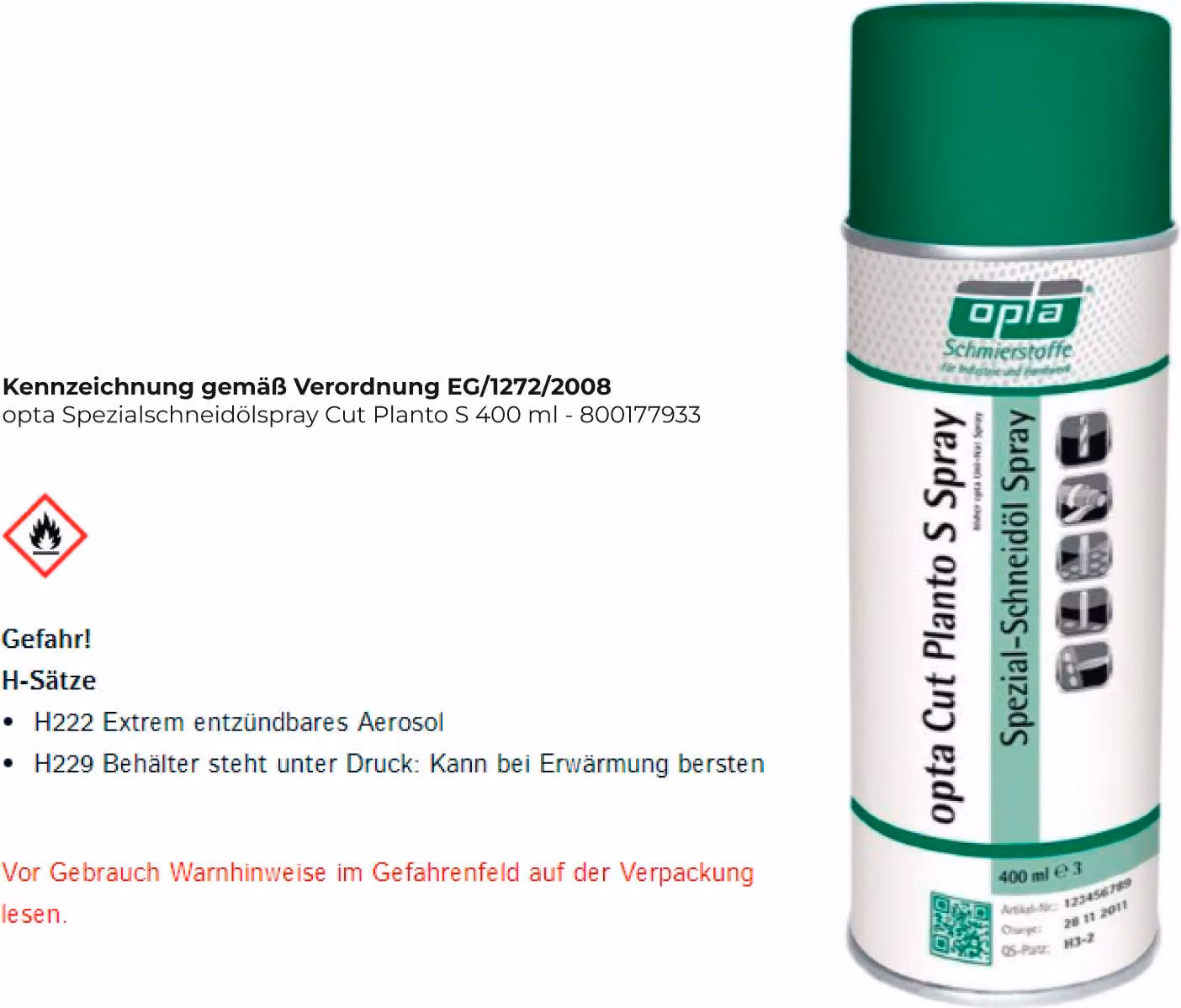 Agente di taglio Opta Uni-Nat Bomboletta spray da 400 ml